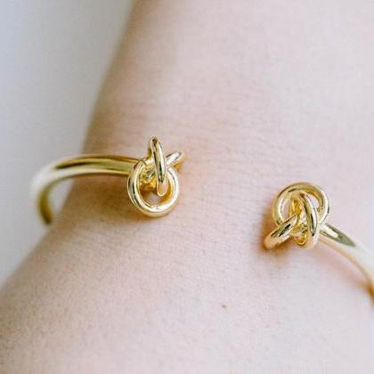 Glazed Two Tie Knot Bangle ( Gold )