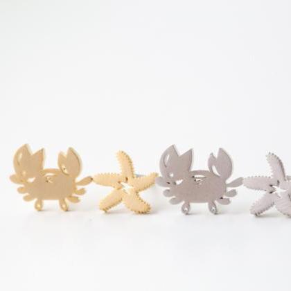 Crab Star Fish Earrings ( Gold )