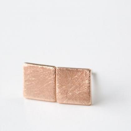 Flat Square Earrings ( Rose Gold )
