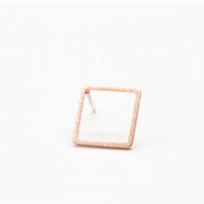 Big Line Square Earrings ( Silver )