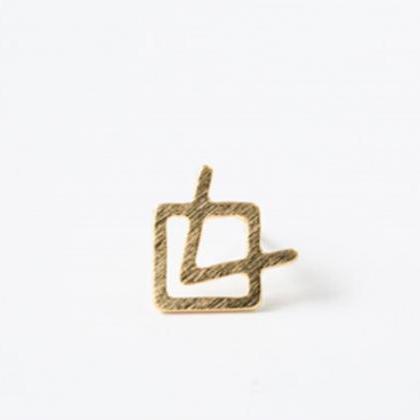 Sqare V Cross Earrings ( Rose Gold )