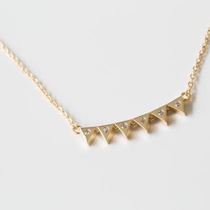 6 Cz Mini Triangle Necklace