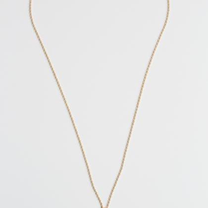 Cz Pointed Long Bar Charm Necklace