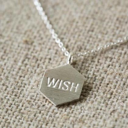 925 Hexagon Wish Engraved Necklace