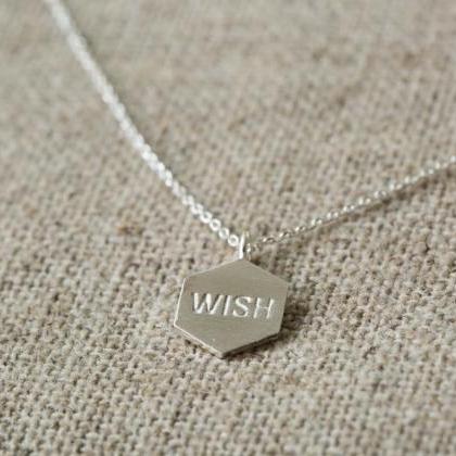 925 Hexagon Wish Engraved Necklace