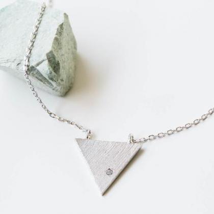 925 Mini Cz Pointed Pyramid Necklace