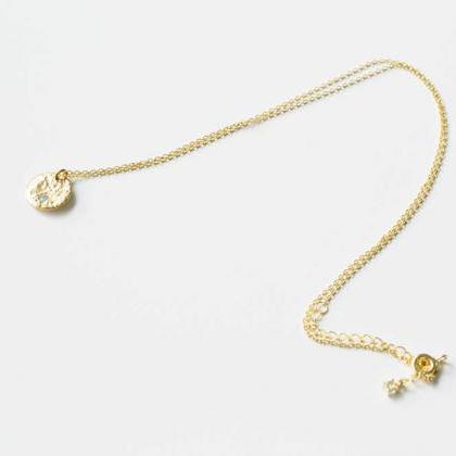 925 Hammered Round Mini Cz Necklace