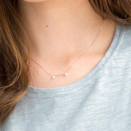 925 2 Pearl Bar Necklace