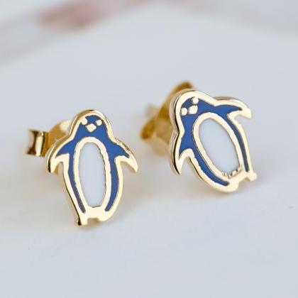 Happy Blue Penguin Earing