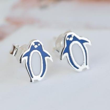 Happy Blue Penguin Earing