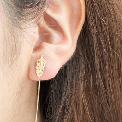 Long Bar Leaf Earring