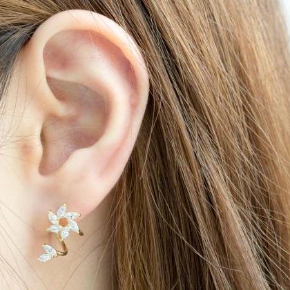 Wave Flower Bud Earrings
