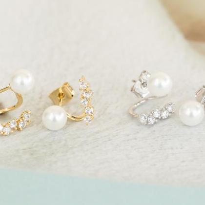 5 Mini Cz Bebt Pearl Earrings