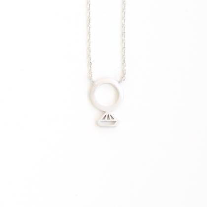 Flat Diamond Ring Line Necklace