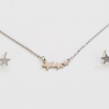Stars 3 Star Necklace Earrings Set