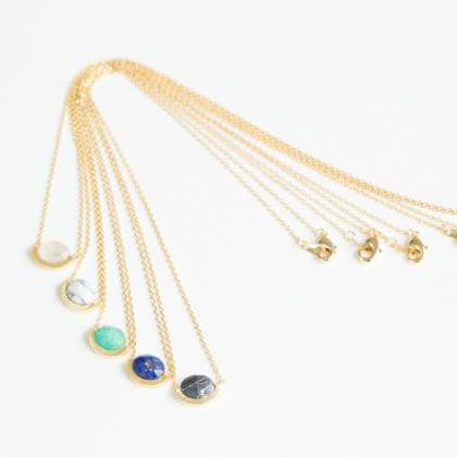 gold oval gemstone necklace