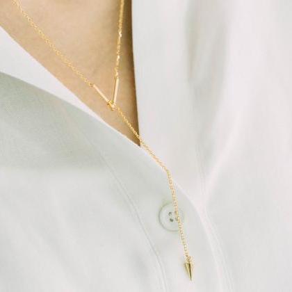 V Line Bullet Drop Necklace