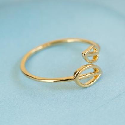 Simple Half Line Leaf Ring