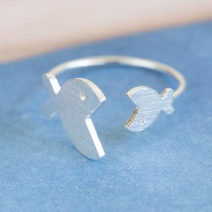 Upside Down 2 Big And Small Open Mouth Fish Ring