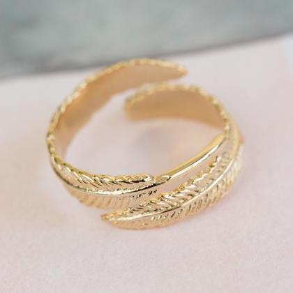 Long 2feather Line Ring