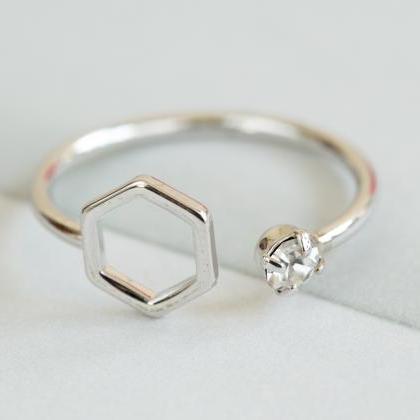 Cz Hexagon Ring