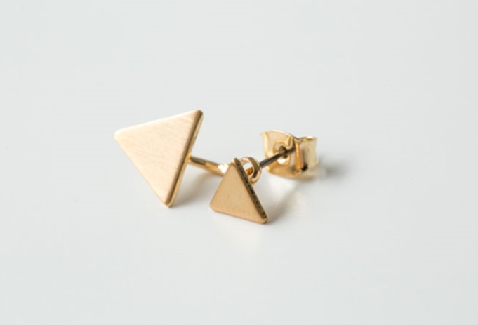 Smooth Flat 2 Triangle Earrings ( Silver )