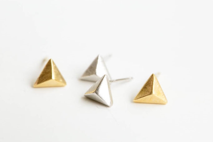 Round 3 Dimensional Triangle Earrings