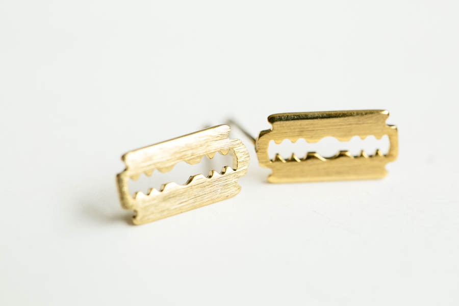 Razor Blade Earring Gold On Luulla
